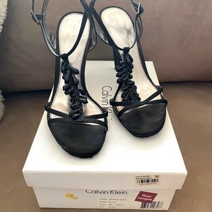 Calvin Klein Crystal Satin Black Sandal